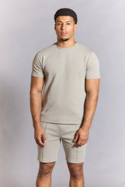 Crew neck t shirt in stone with clean modern fit